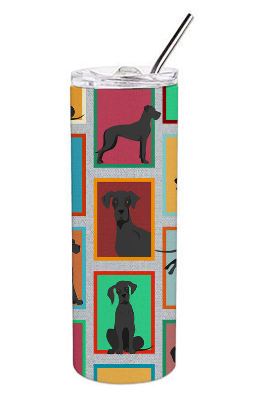 Buy this Lots of Black Great Dane Stainless Steel Skinny Tumbler