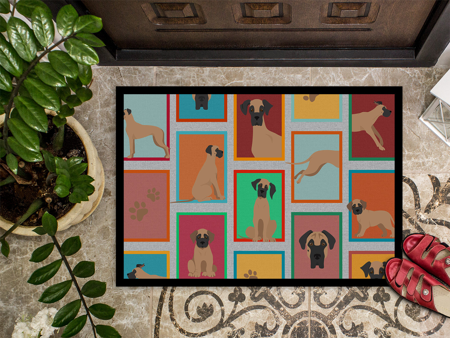 Lots of Fawn Great Dane Doormat