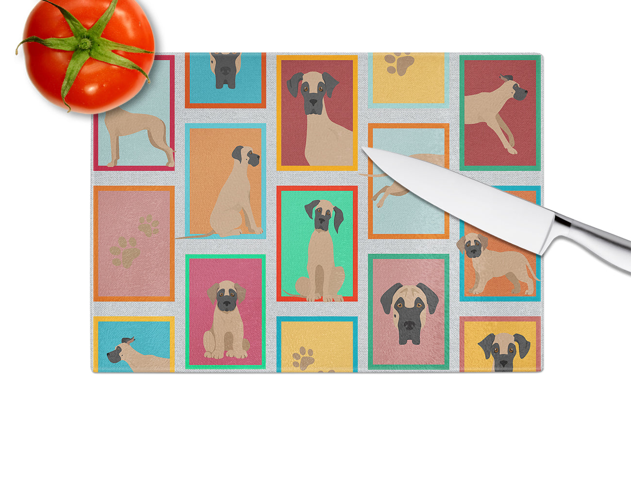 Lots of Fawn Great Dane Glass Cutting Board