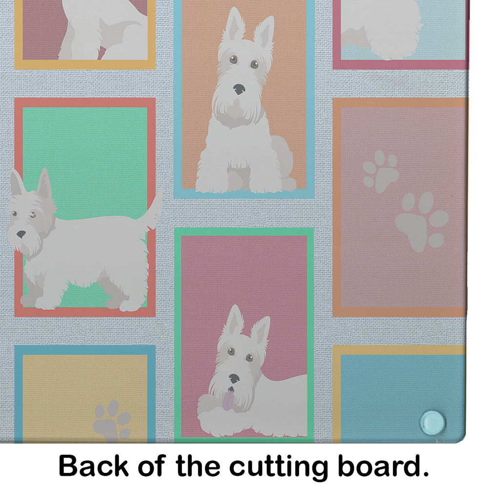 Lots of Wheaten Scottish Terrier Glass Cutting Board