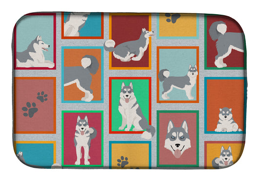 Buy this Lots of Grey Siberian Husky Dish Drying Mat