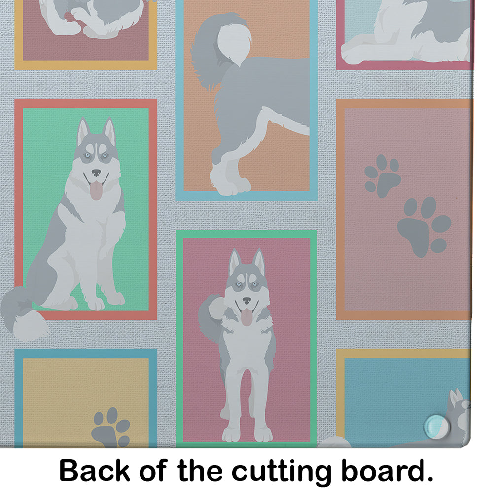 Lots of Grey Siberian Husky Glass Cutting Board