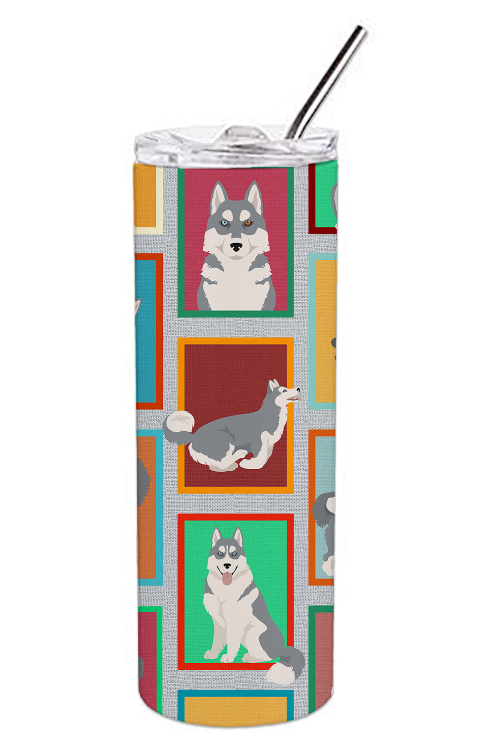 Buy this Lots of Grey Siberian Husky Stainless Steel Skinny Tumbler