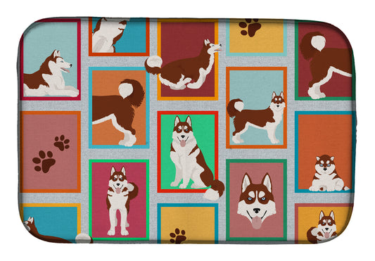 Buy this Lots of Red Siberian Husky Dish Drying Mat