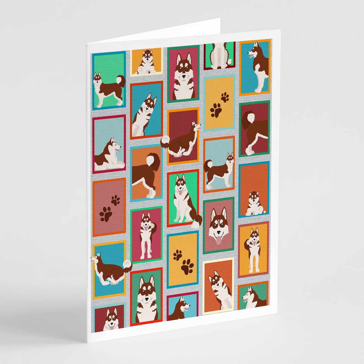 Buy this Lots of Red Siberian Husky Greeting Cards Pack of 8