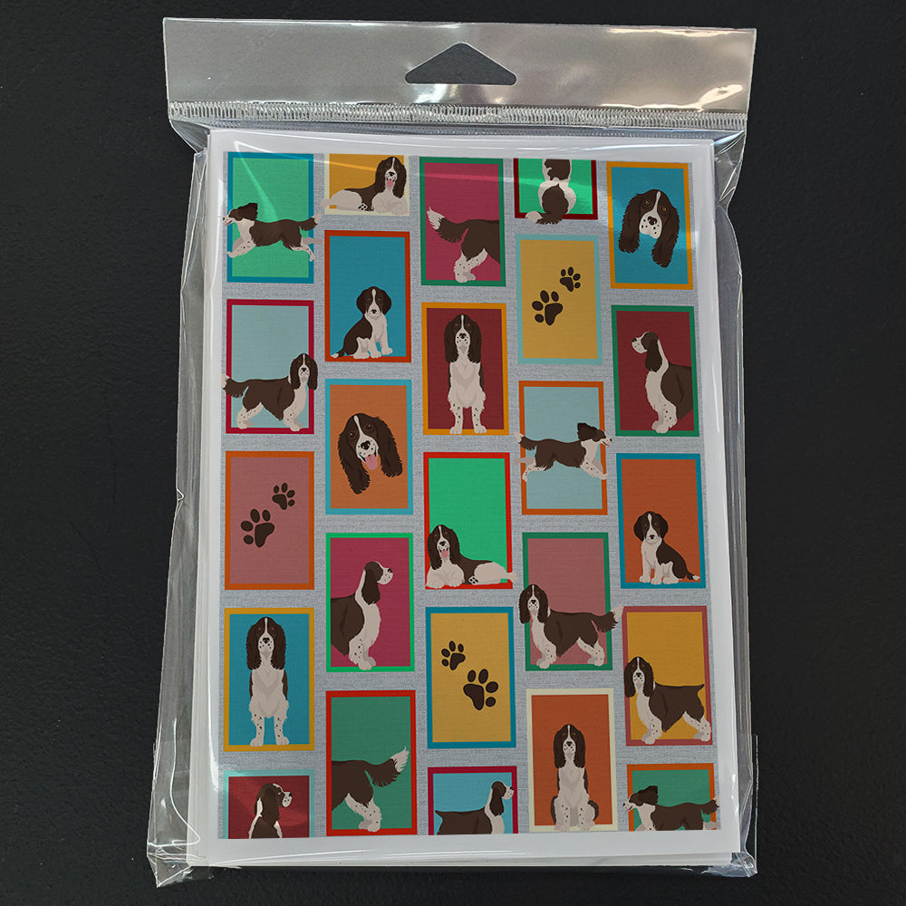 Lots of Liver English Springer Spaniel Greeting Cards Pack of 8
