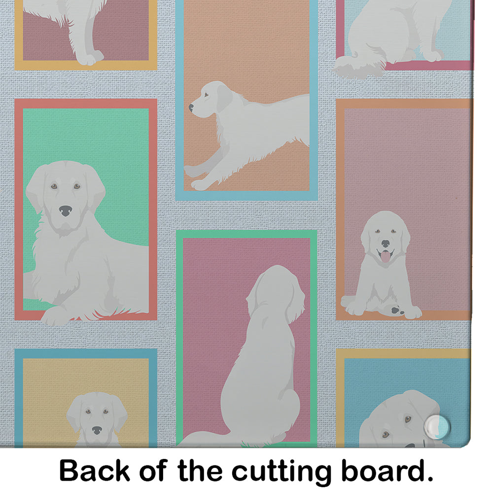 Lots of Cream Golden Retriever Glass Cutting Board