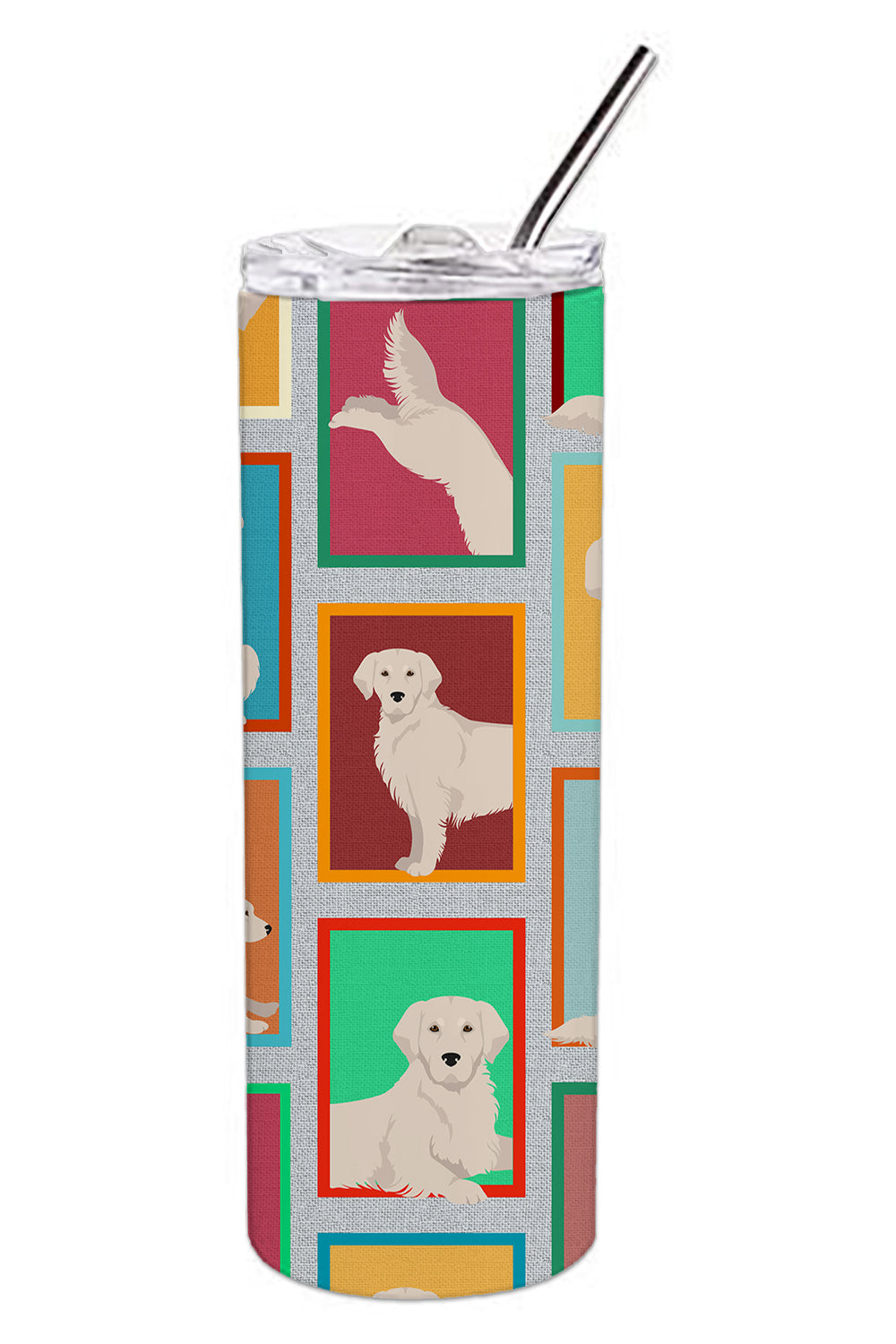 Buy this Lots of Cream Golden Retriever Stainless Steel Skinny Tumbler