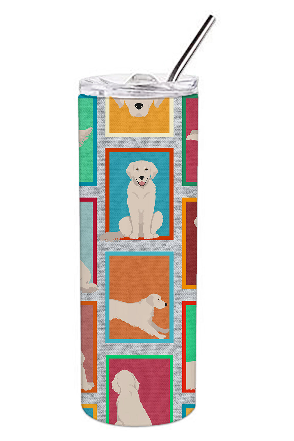 Lots of Cream Golden Retriever Stainless Steel Skinny Tumbler