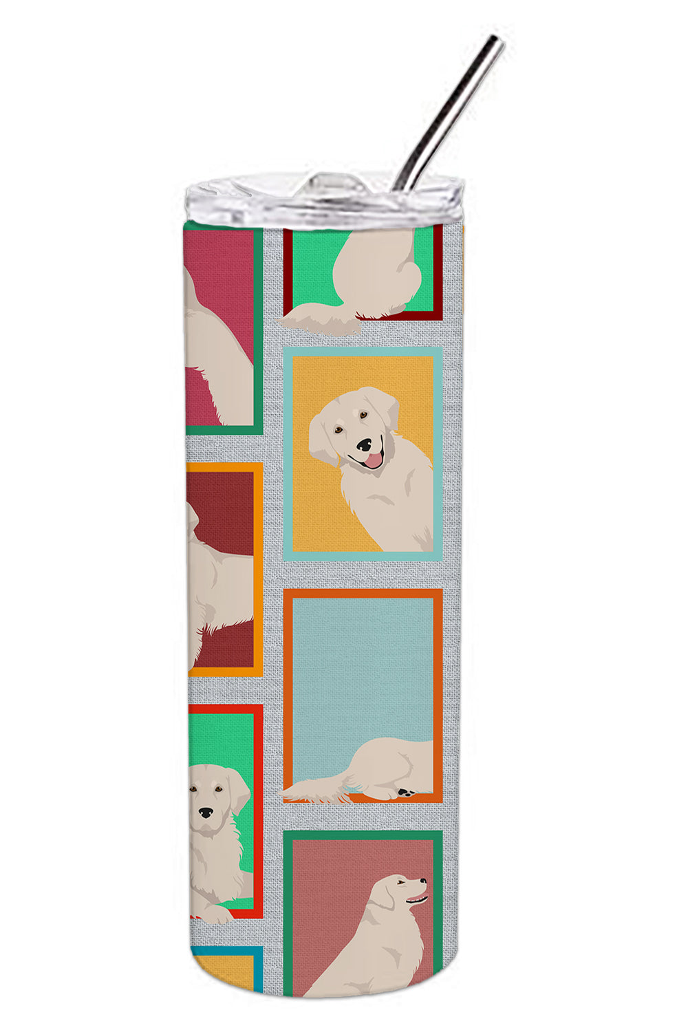 Lots of Cream Golden Retriever Stainless Steel Skinny Tumbler