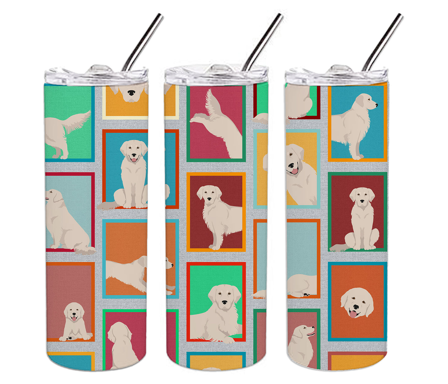 Lots of Cream Golden Retriever Stainless Steel Skinny Tumbler