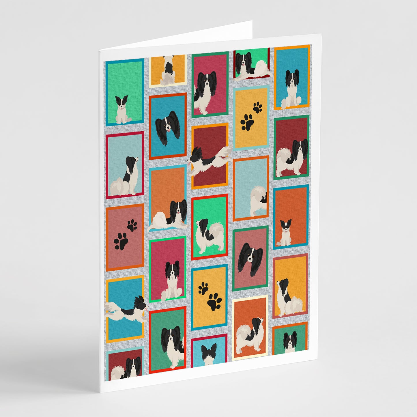 Buy this Lots of Black and Whtie Papillon Greeting Cards Pack of 8