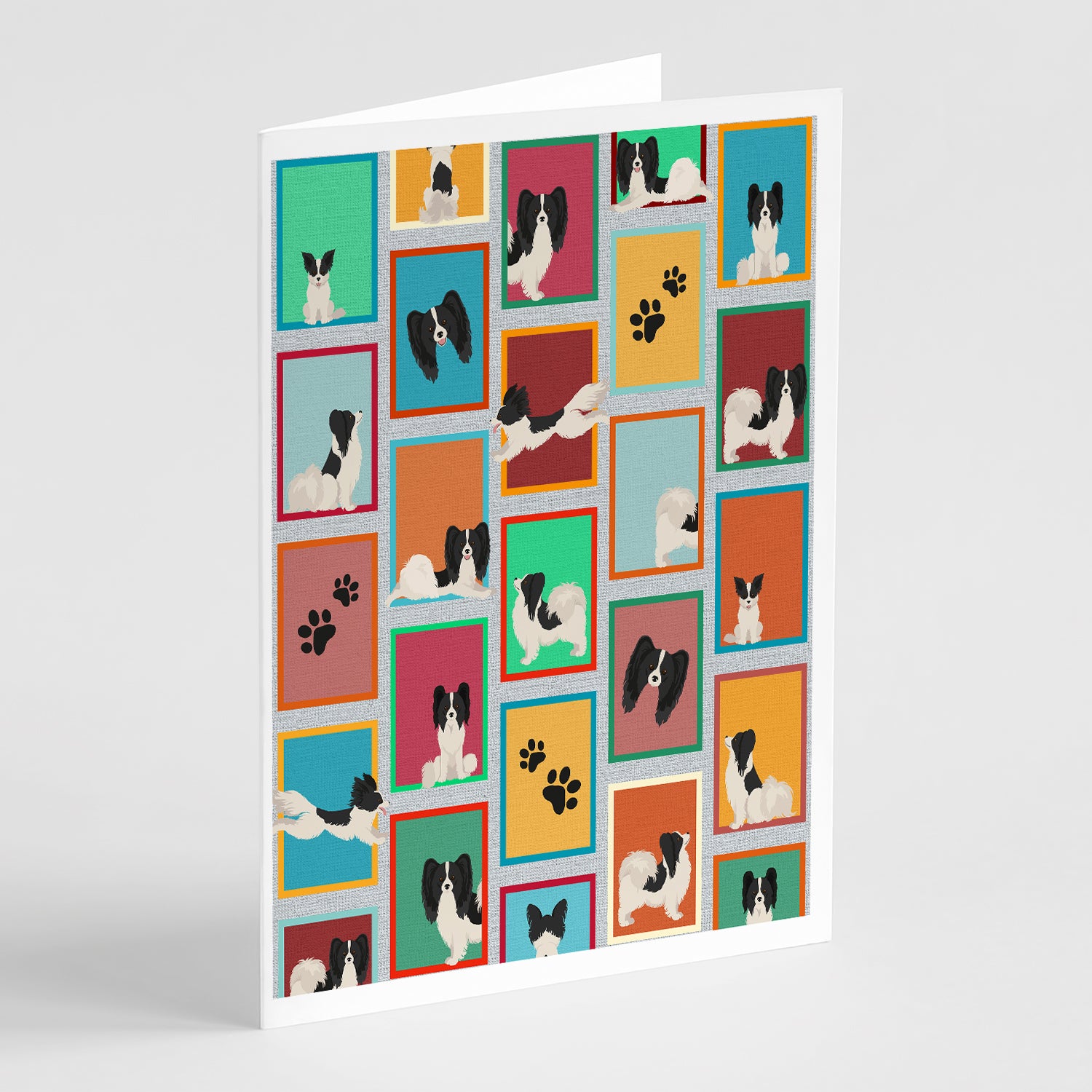 Buy this Lots of Black and Whtie Papillon Greeting Cards Pack of 8
