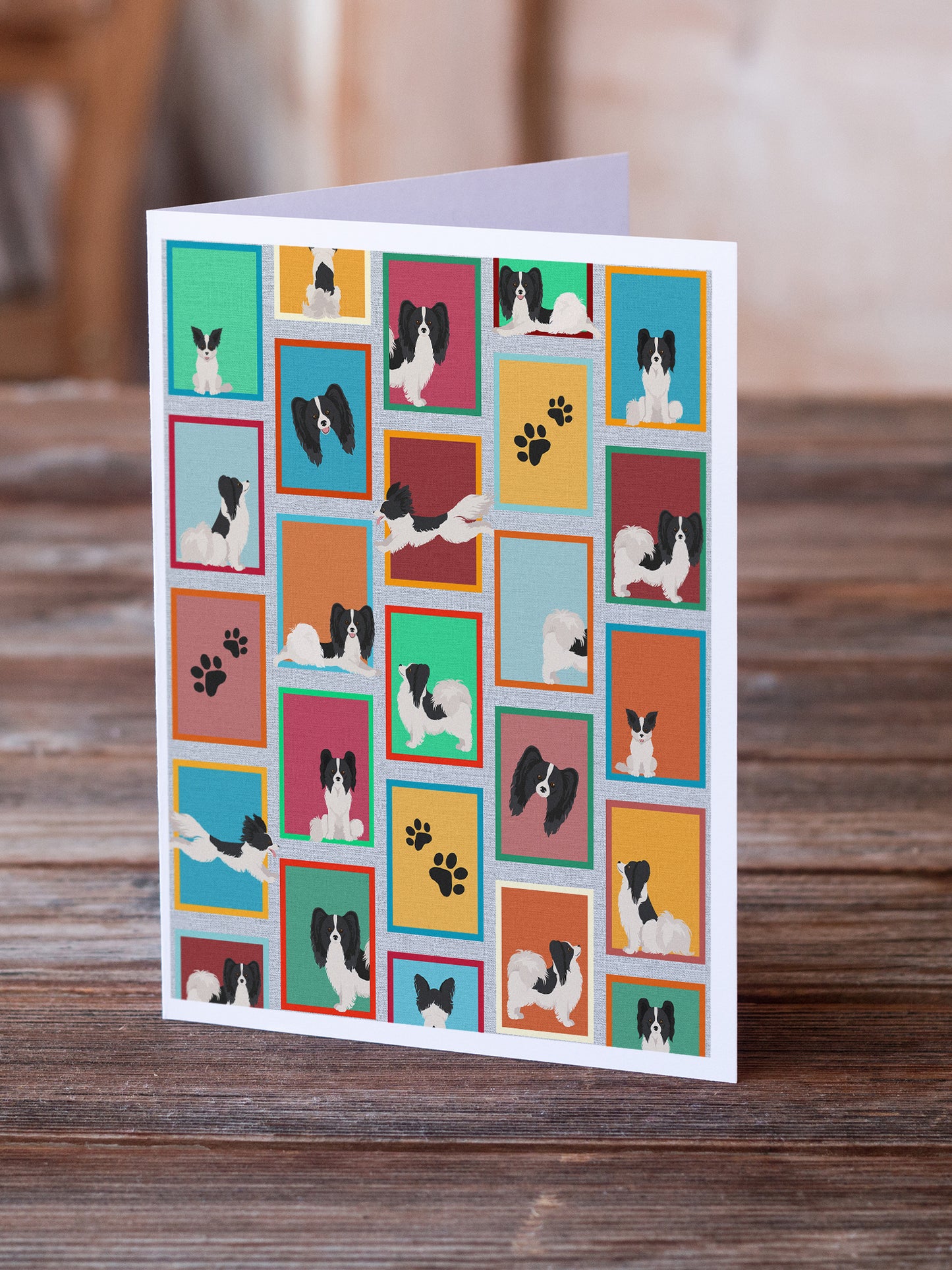 Lots of Black and Whtie Papillon Greeting Cards Pack of 8