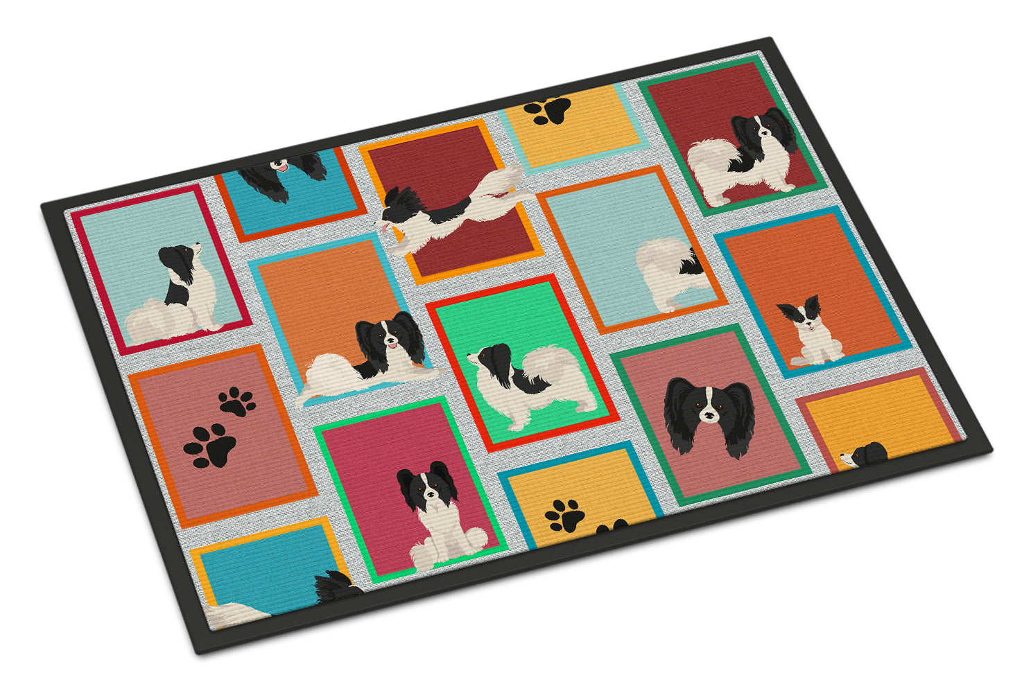 Buy this Lots of Black and Whtie Papillon Doormat