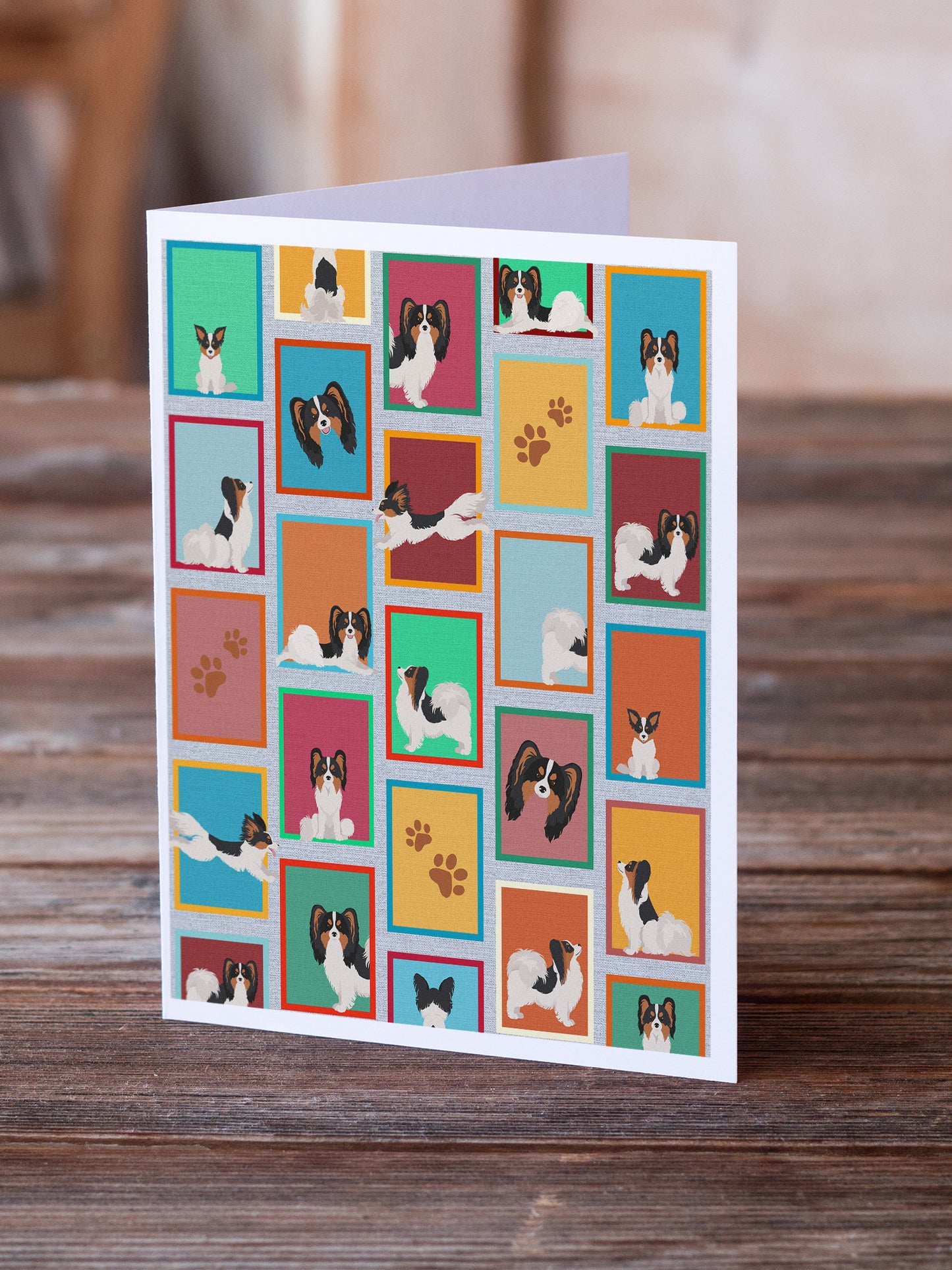 Lots of Tricolor Papillon Greeting Cards Pack of 8