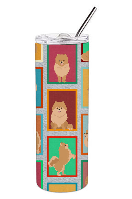 Buy this Lots of Orange Pomeranian Stainless Steel Skinny Tumbler