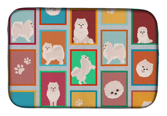 Buy this Lots of White Pomeranian Dish Drying Mat