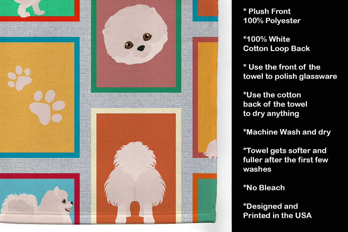 Lots of White Pomeranian Kitchen Towel