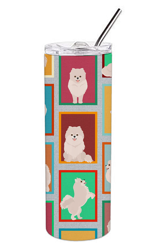 Buy this Lots of White Pomeranian Stainless Steel Skinny Tumbler