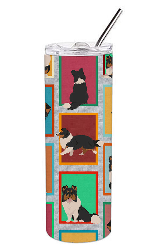 Buy this Lots of Tricolor Sheltie Stainless Steel Skinny Tumbler