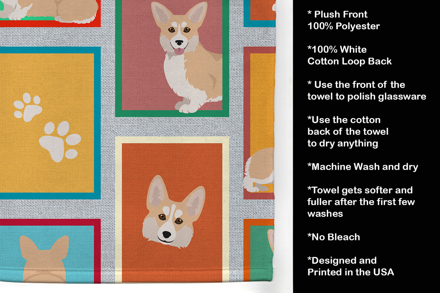 Lots of Fawn Pembroke Corgi Kitchen Towel