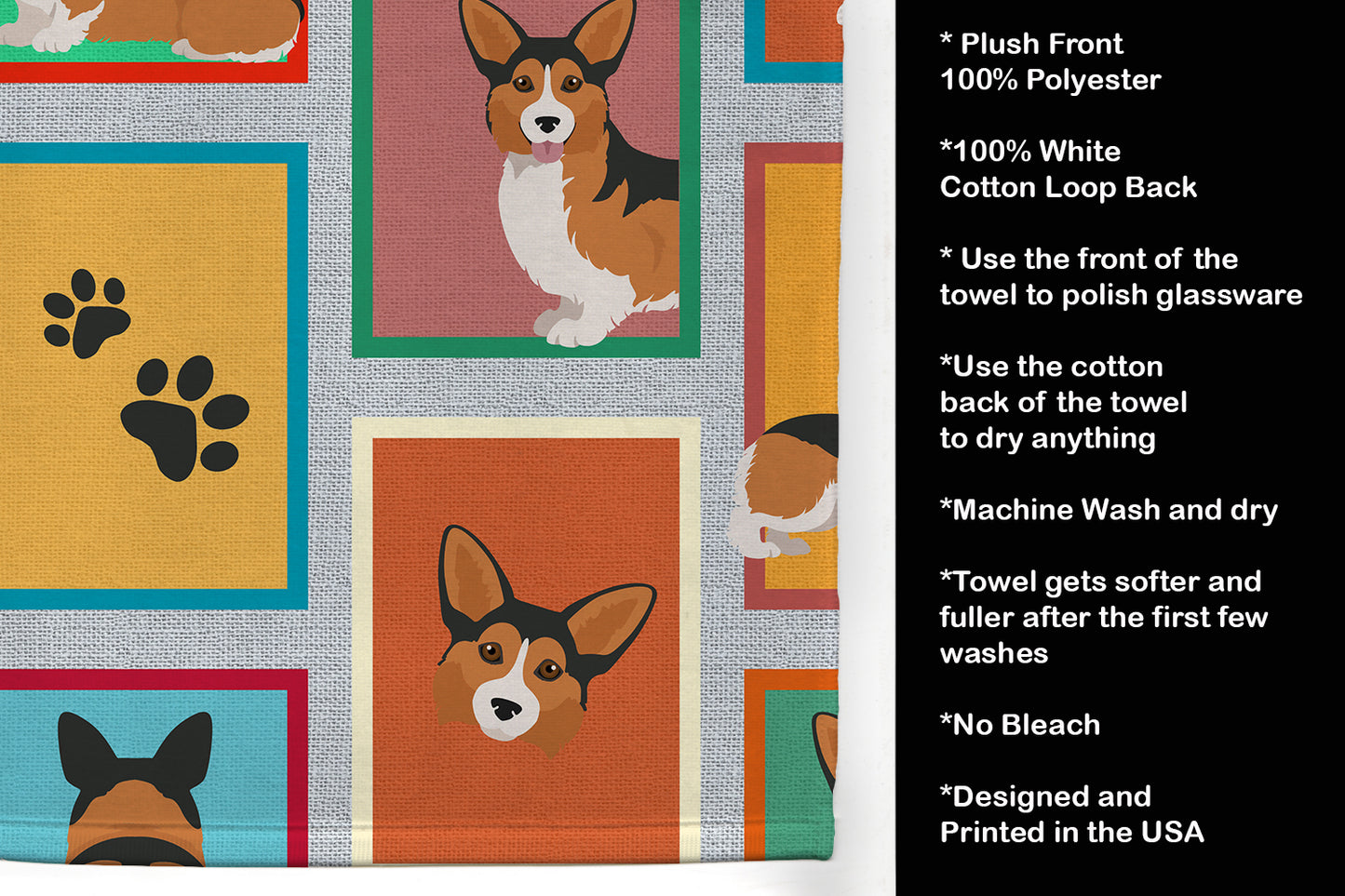 Lots of Sable Pembroke Corgi Kitchen Towel