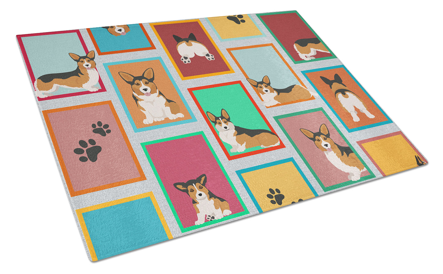 Buy this Lots of Sable Pembroke Corgi Glass Cutting Board