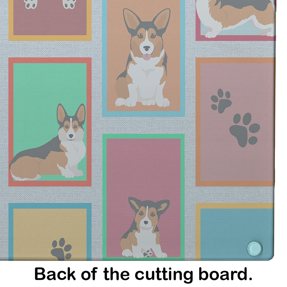 Lots of Sable Pembroke Corgi Glass Cutting Board