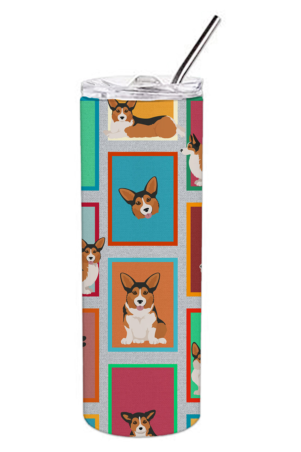 Lots of Sable Pembroke Corgi Stainless Steel Skinny Tumbler