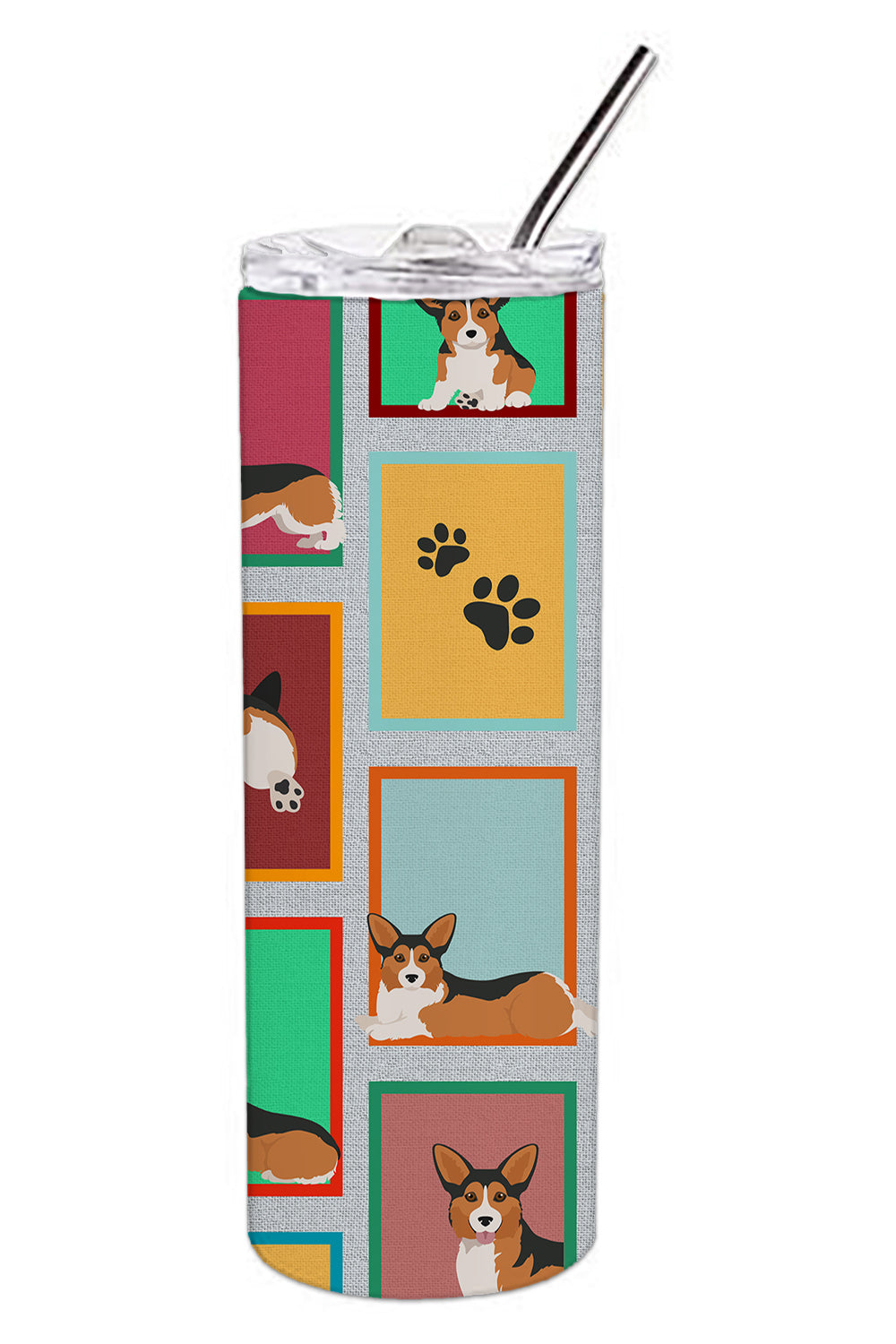 Lots of Sable Pembroke Corgi Stainless Steel Skinny Tumbler