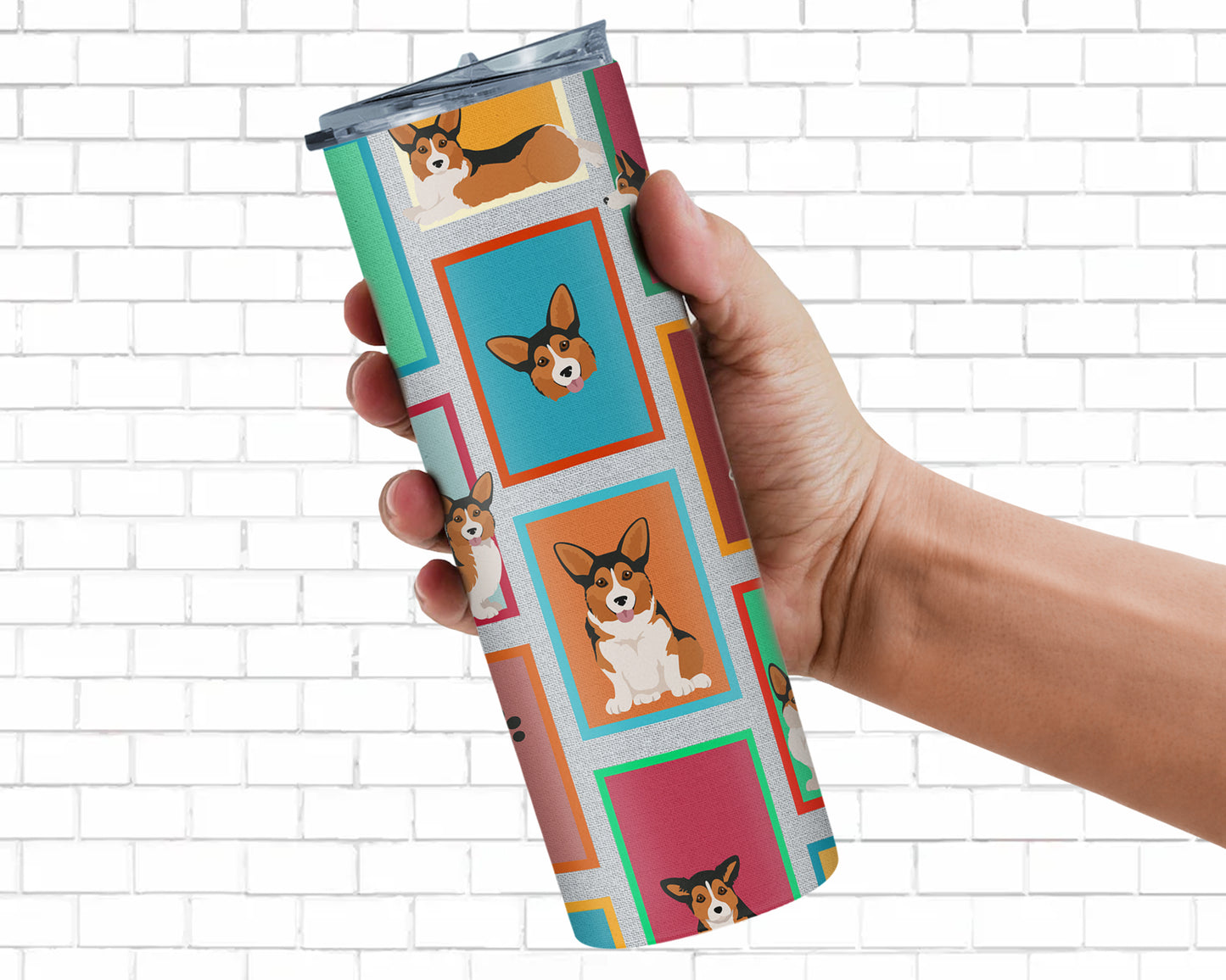 Lots of Sable Pembroke Corgi Stainless Steel Skinny Tumbler