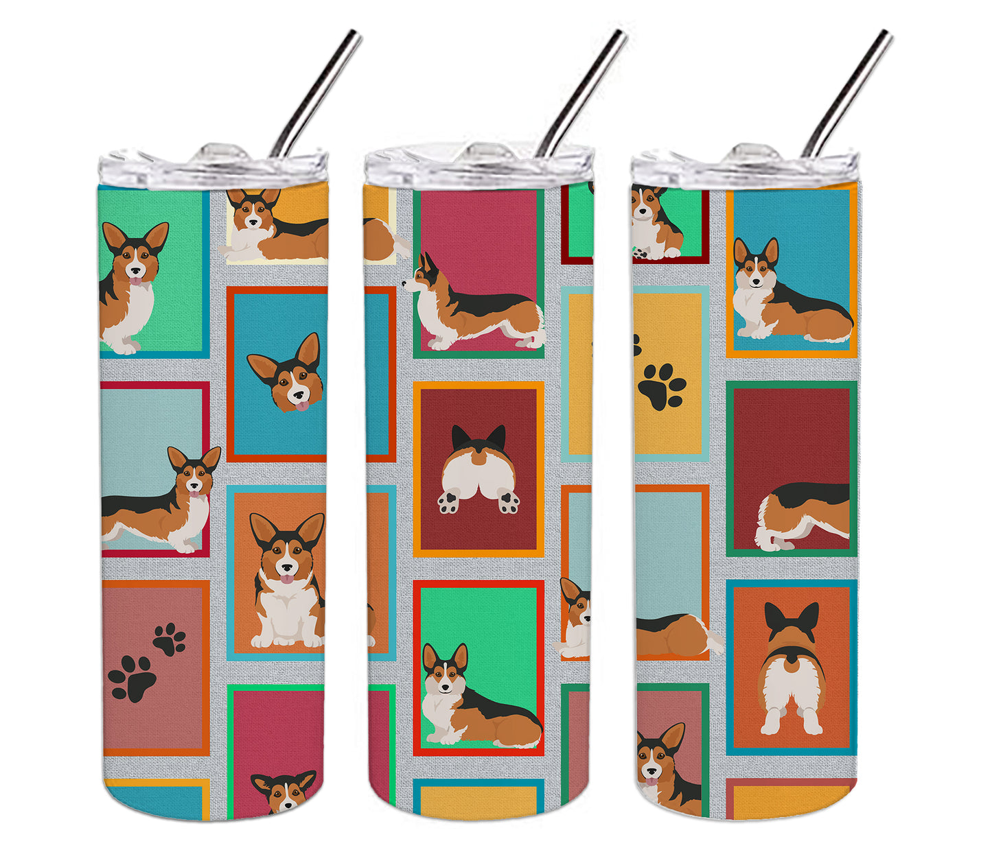 Lots of Sable Pembroke Corgi Stainless Steel Skinny Tumbler