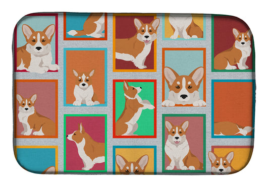 Buy this Lots of Red Cardigan Corgi Dish Drying Mat