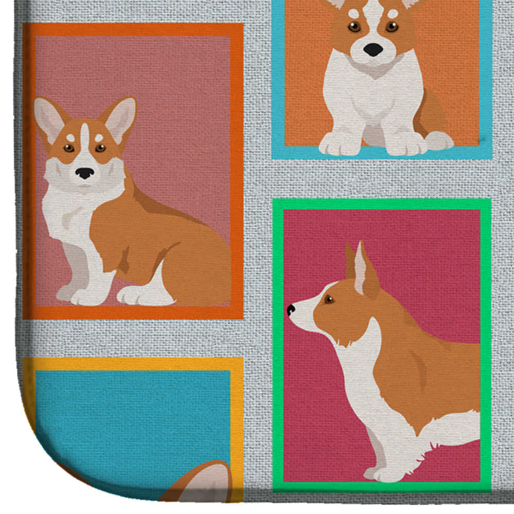 Lots of Red Cardigan Corgi Dish Drying Mat