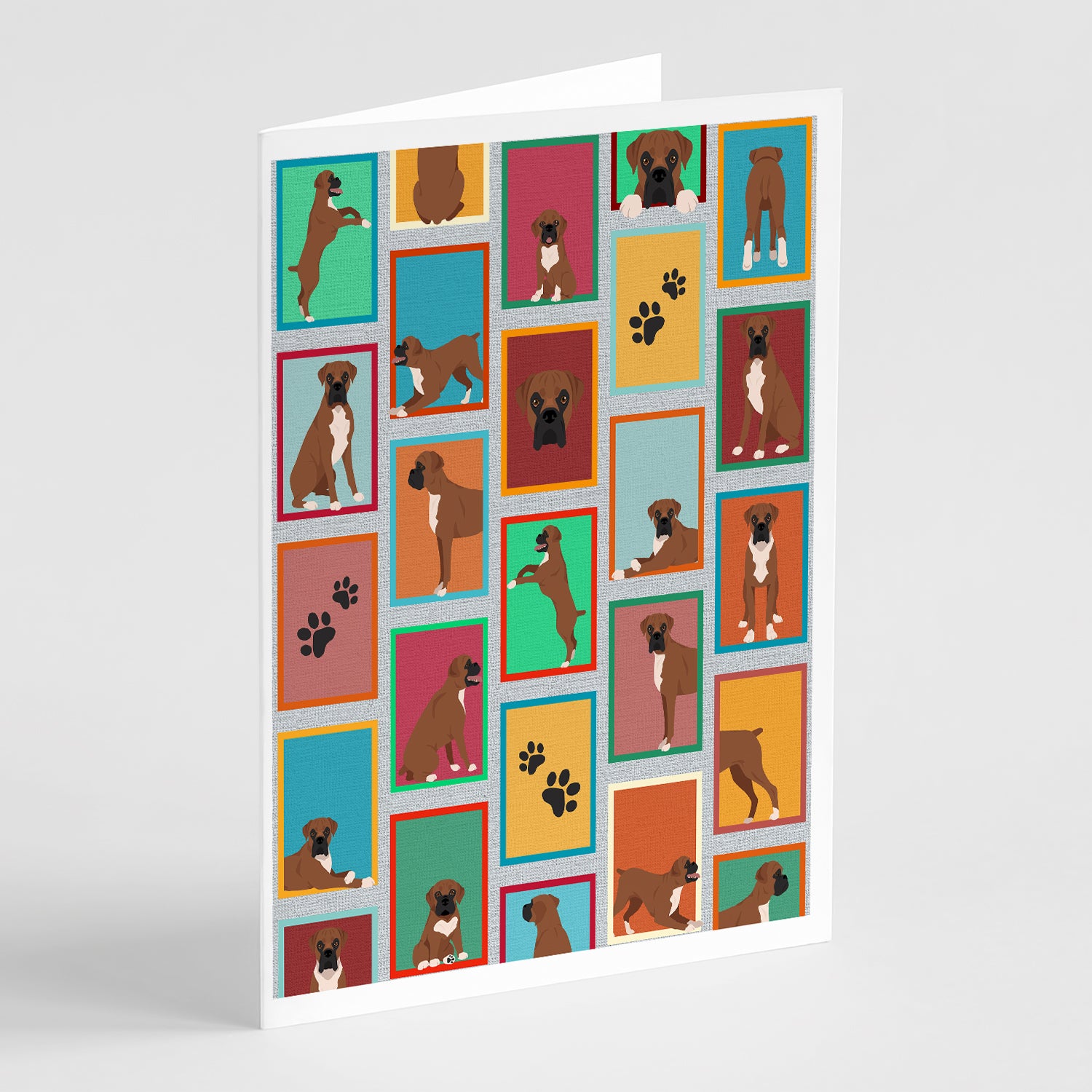 Buy this Lots of Black Face Boxer Greeting Cards Pack of 8