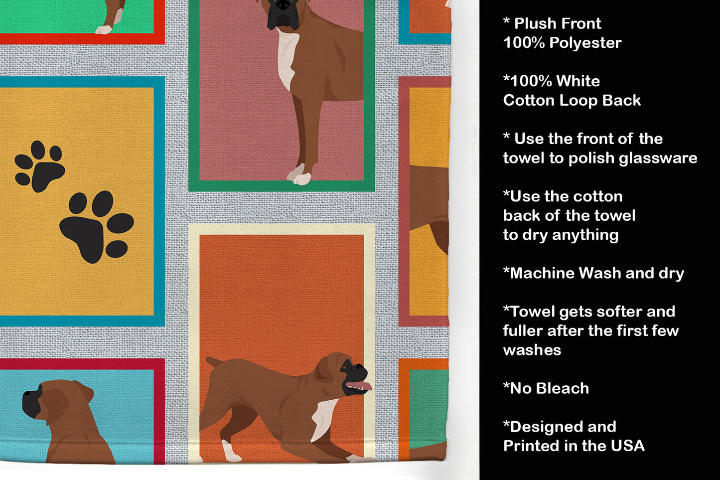 Lots of Black Face Boxer Kitchen Towel
