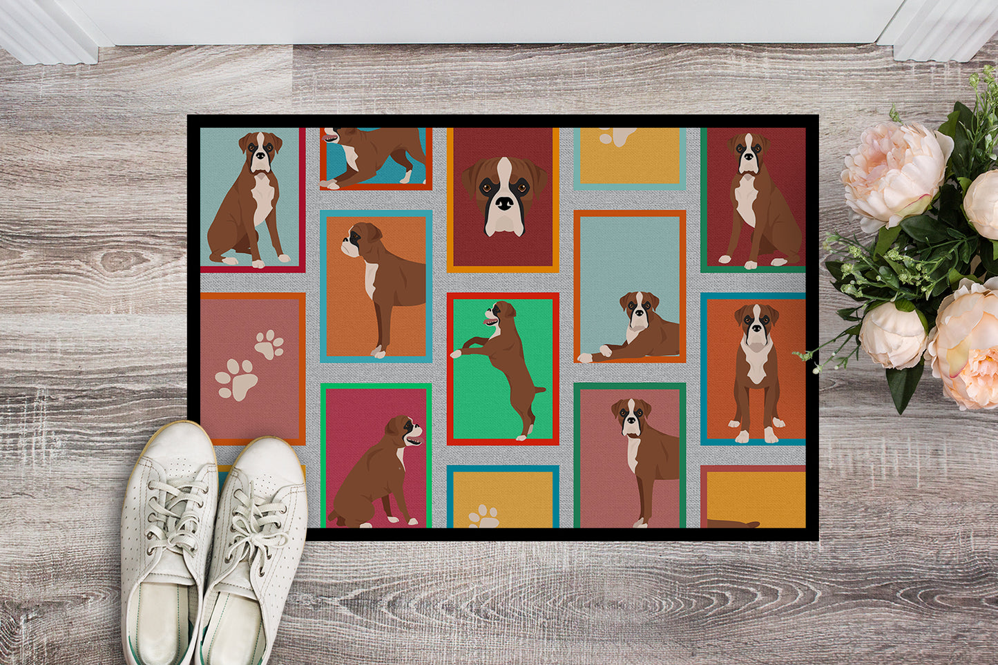 Lots of Flashy Fawn Boxer Doormat