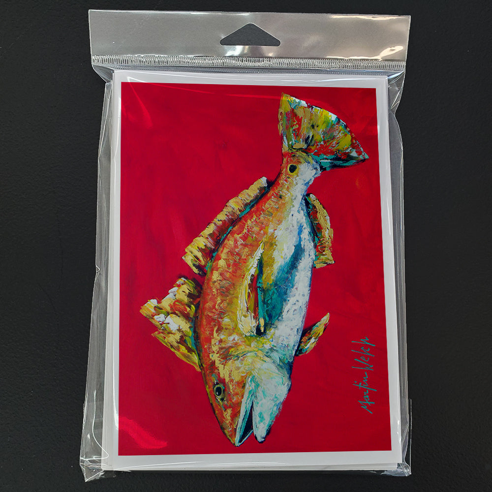 Fish - Red Fish Woo Hoo Greeting Cards Pack of 8