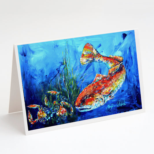 Buy this Scattered Red Fish Greeting Cards Pack of 8