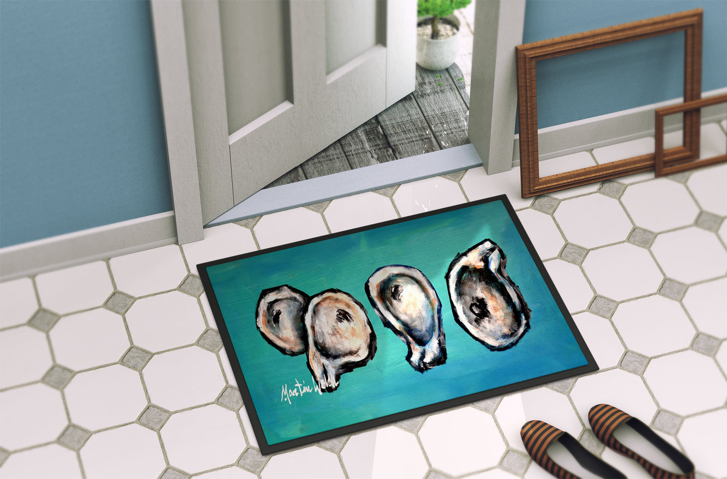 Four Oyster Shells on Board Doormat