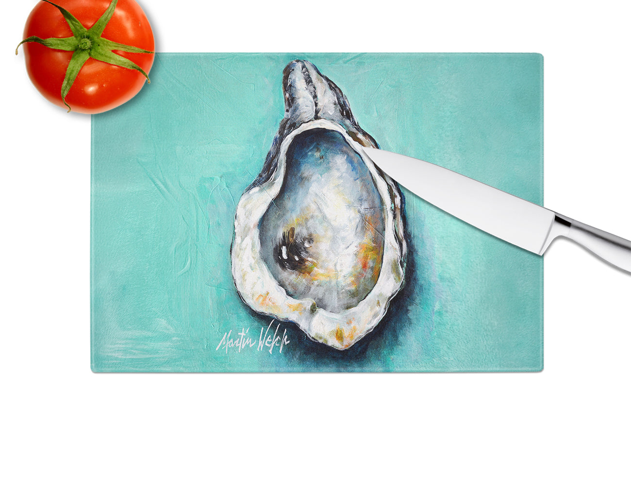 Aqua Pearl Oyster Glass Cutting Board