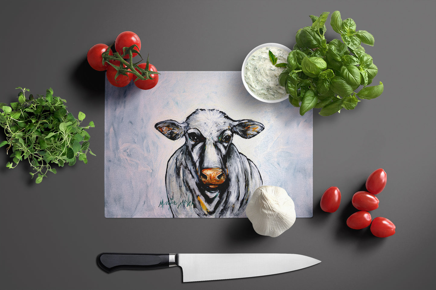 Bessie the Cow Glass Cutting Board