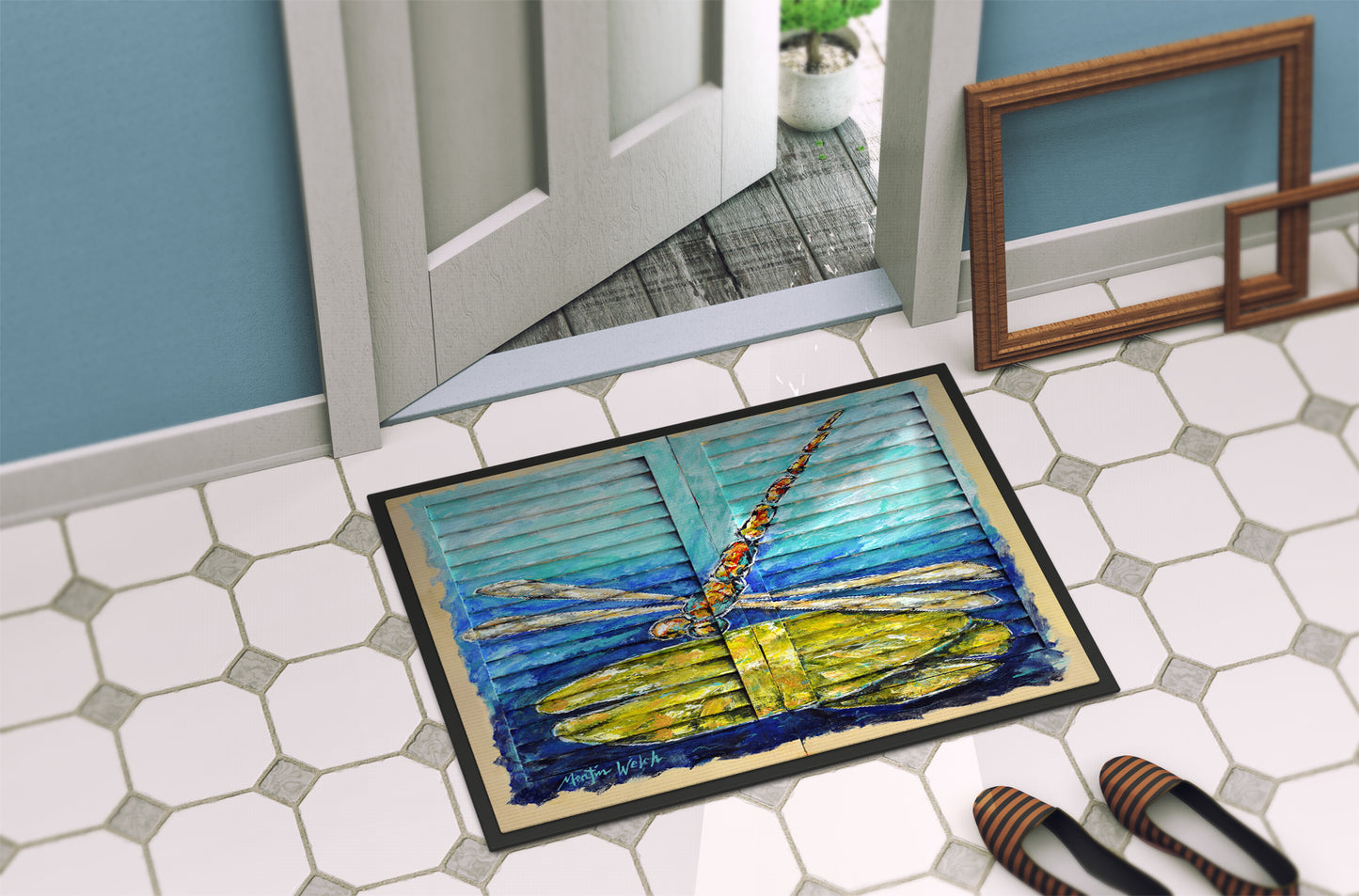 Blue Eyed Dragonfly Doormat