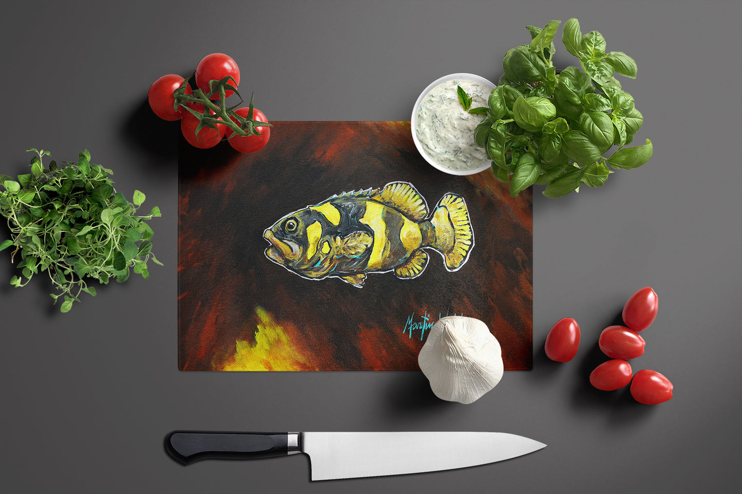 Bumblebee Fish Glass Cutting Board