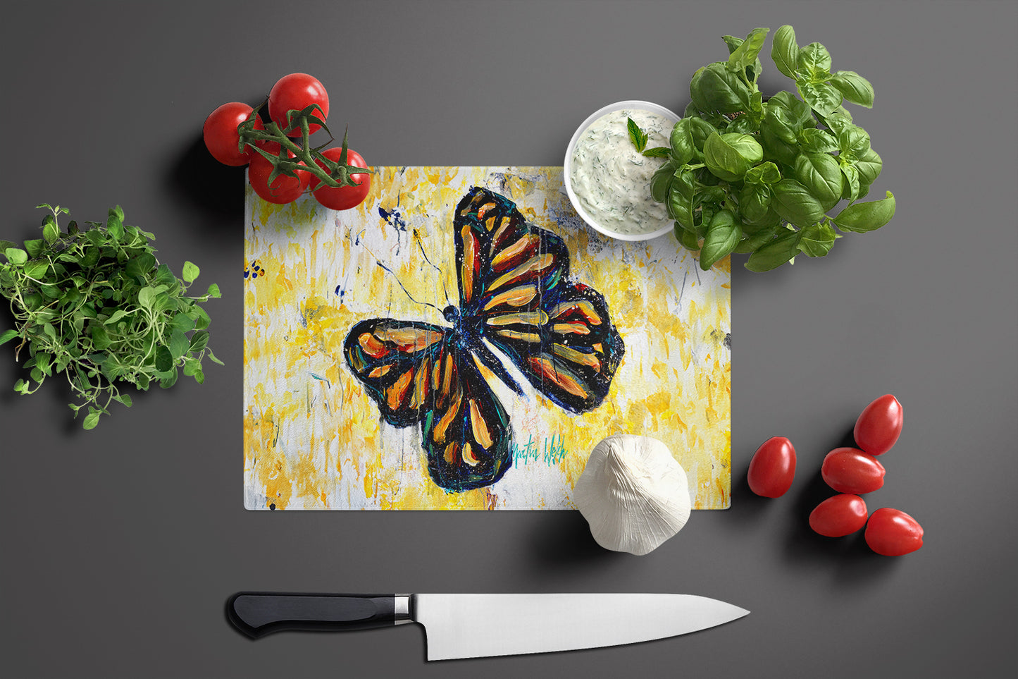 Butterfly Breeze Glass Cutting Board