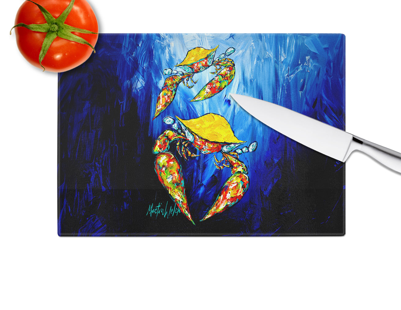 Crab Fair Glass Cutting Board