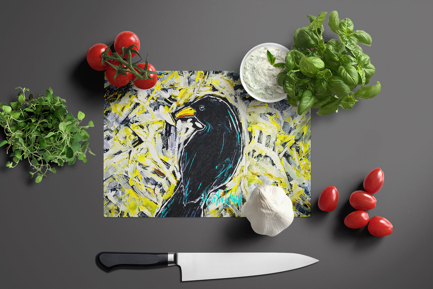 Crow Adam Glass Cutting Board