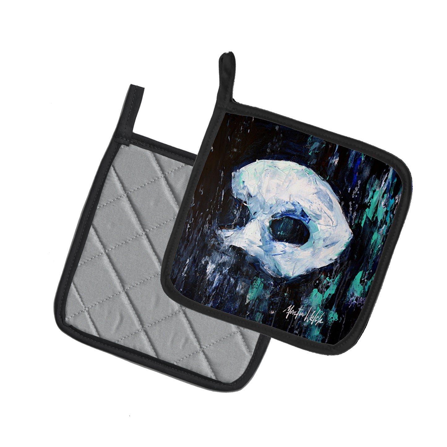 Cryptic Mask Pair of Pot Holders