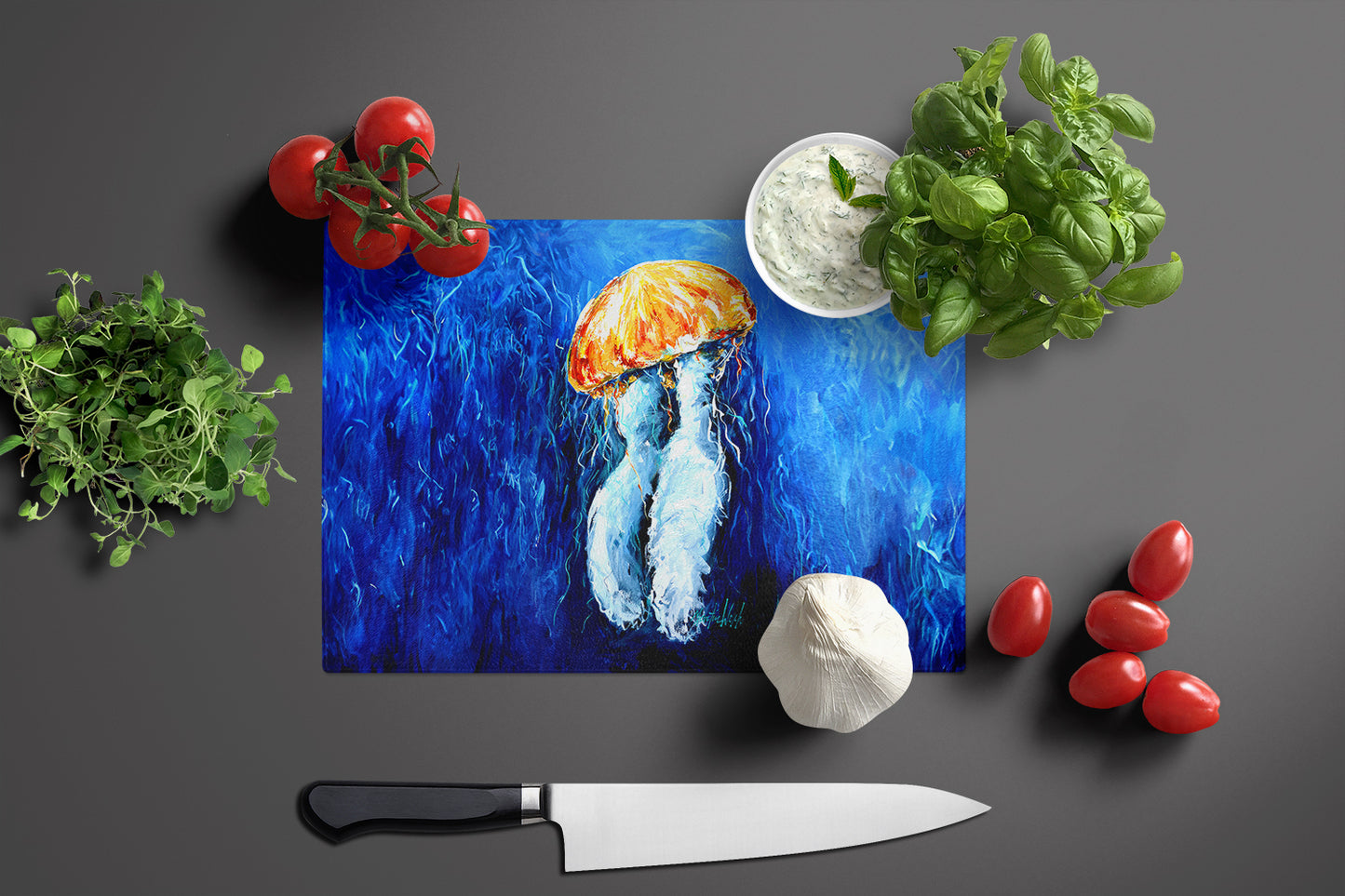 Fanta Sea Jellyfish Glass Cutting Board